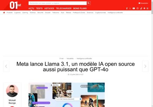 Meta lance Llama 3.1, un modèle IA open source aussi puissant que GPT-4o